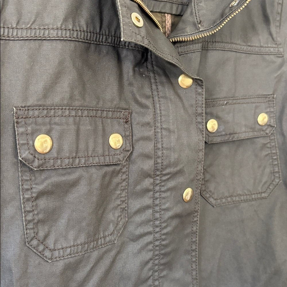 J. Crew Women's 100% cotton dark khaki Button zip front Utility Jacket M - Picture 5 of 11